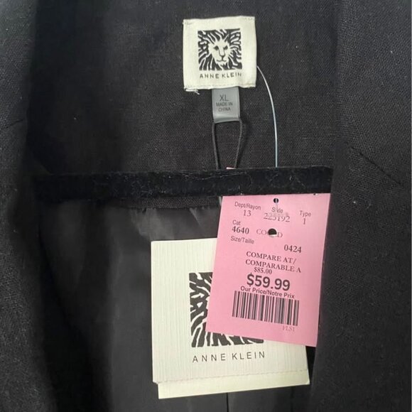 BNWT Anne Klein Black Linen Blazer- XL - Picture 2 of 2